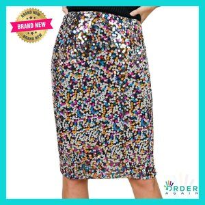 High Waist Sparkly Sequins Midi Pencil Skirt Elegant Cocktail Party Wear